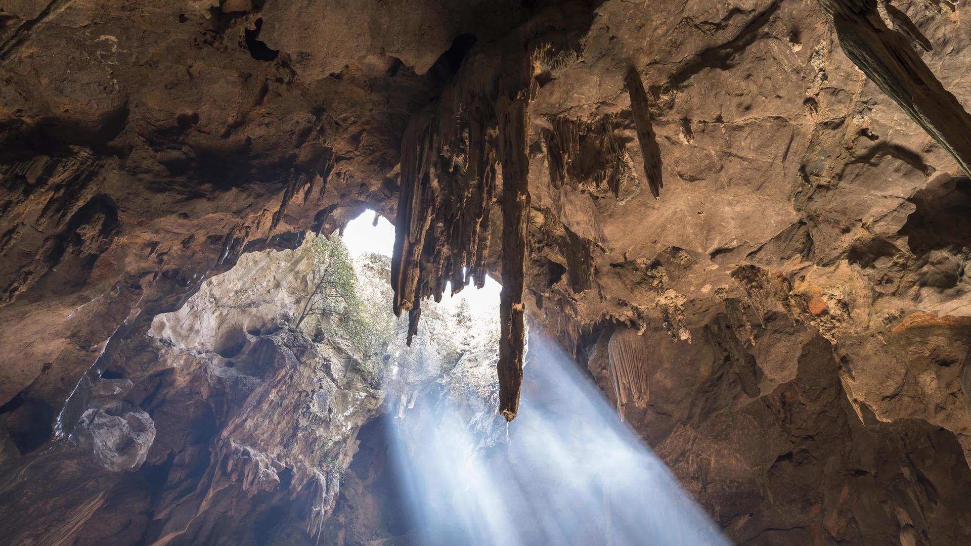 白天洞穴里的阳光很暗视频的预览图