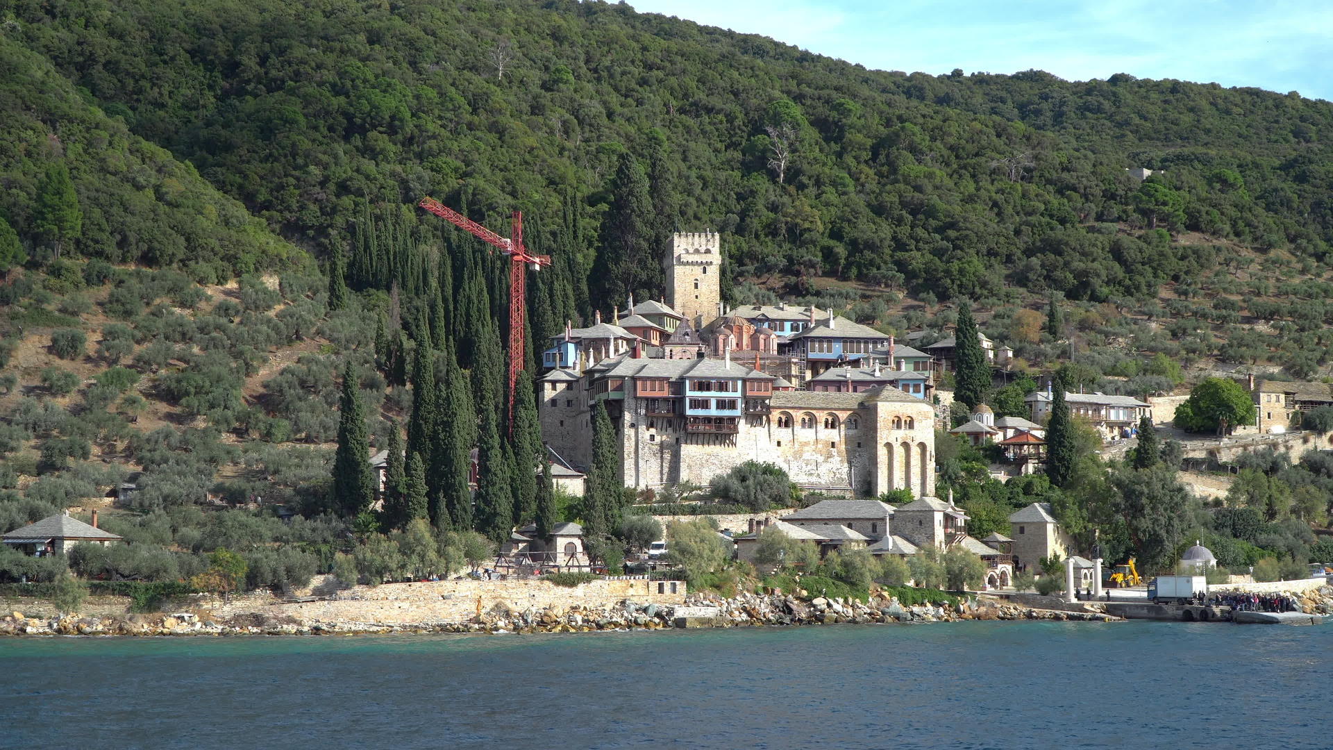塔托斯山多西亚里乌里位于圣山独立修道院dochiariou视频的预览图