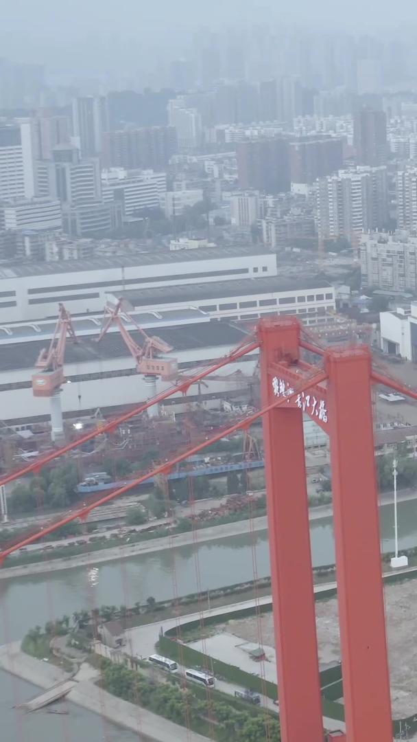 武汉鹦鹉洲长江大桥航拍及周边建筑视频的预览图