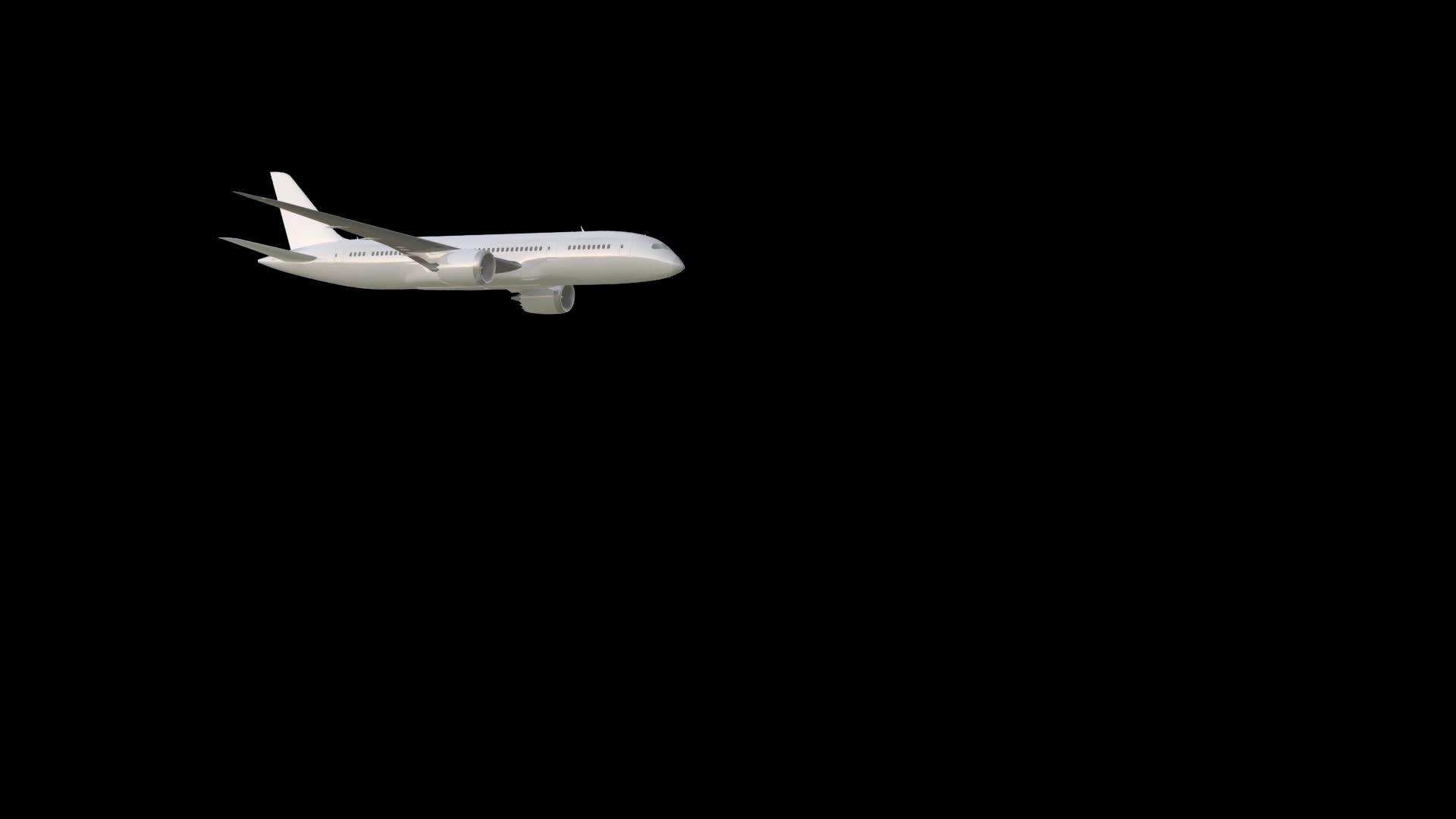 三维飞行客机的黑色背景hd乘以黑色背景hd视频的预览图
