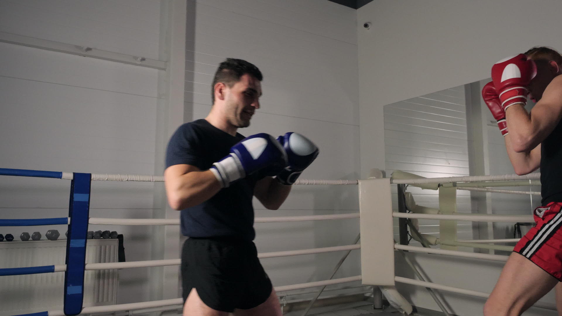集中的体育运动员在拳击场打架视频的预览图