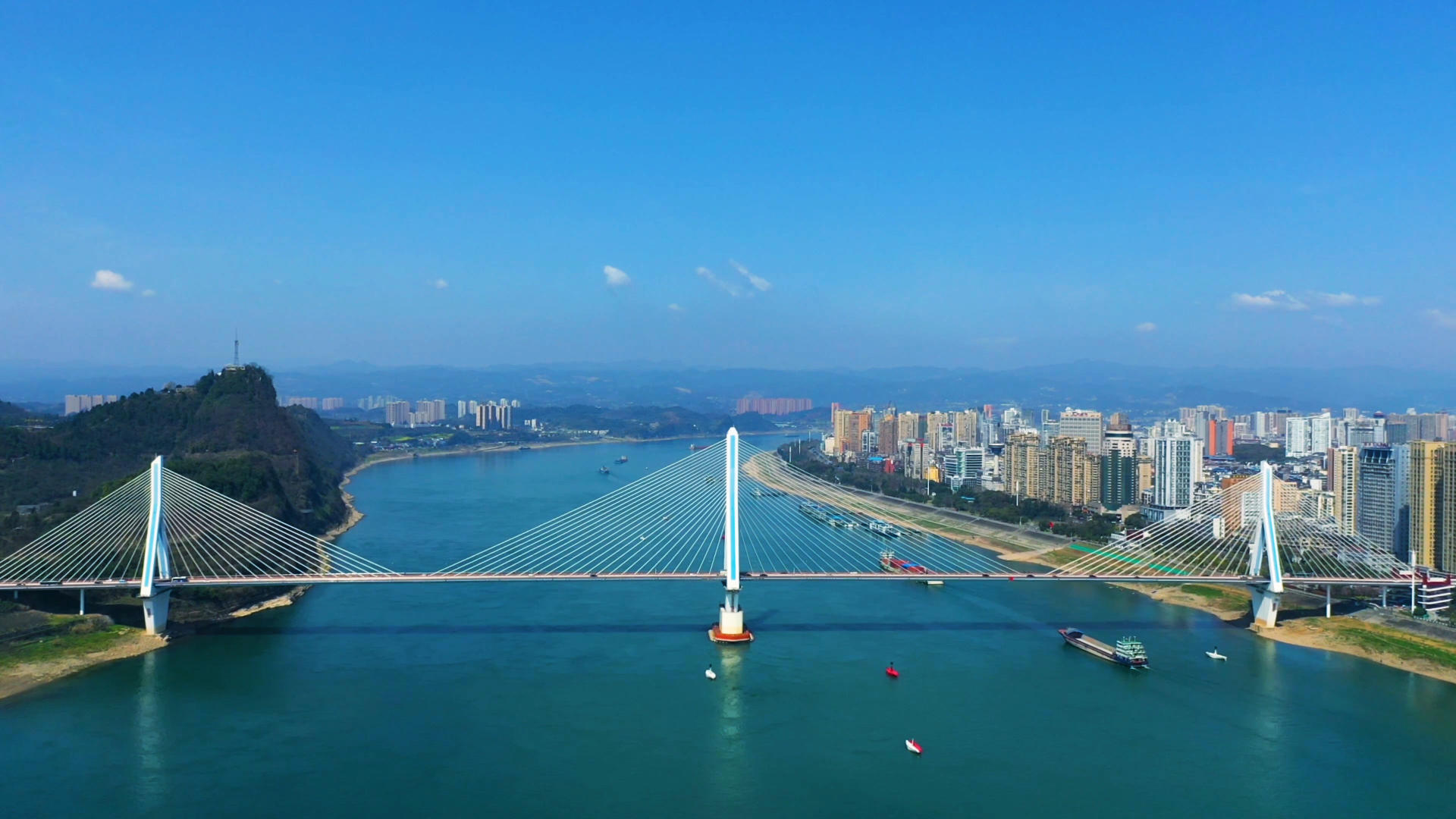 4K航拍夷陵长江大桥视频的预览图