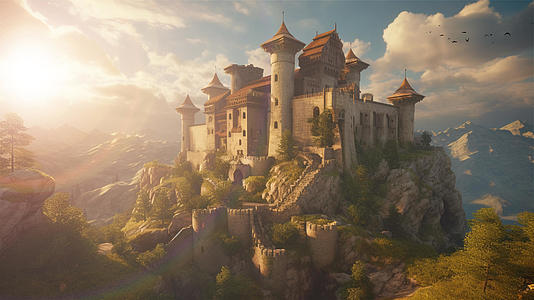 中世纪宏伟的城堡背景视频视频的预览图