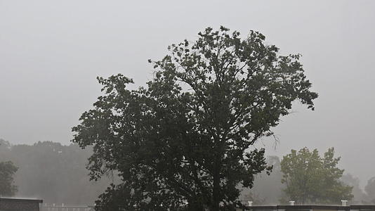 暴雨往往在夏天从房子屋顶流到城市山顶视频的预览图