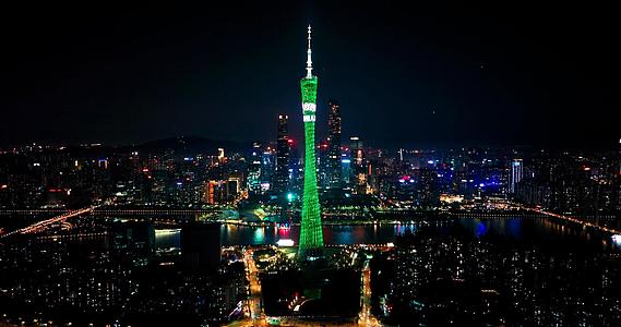 4k航拍广州塔珠江新城夜景2022年最新御3拍摄视频的预览图