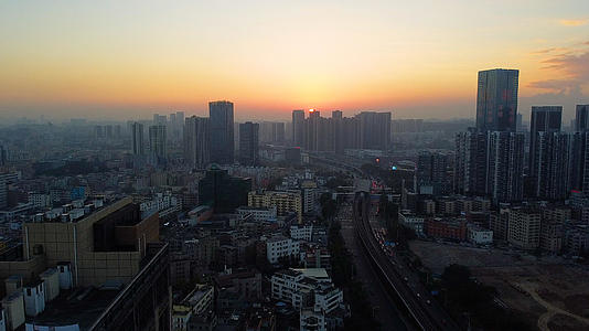 深圳城市落日夕阳航拍视频的预览图