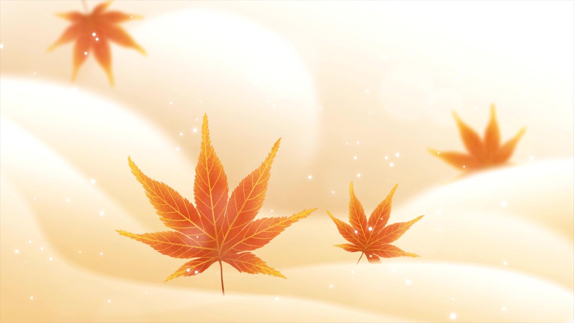 秋分创意唯美枫叶山水背景视频视频的预览图