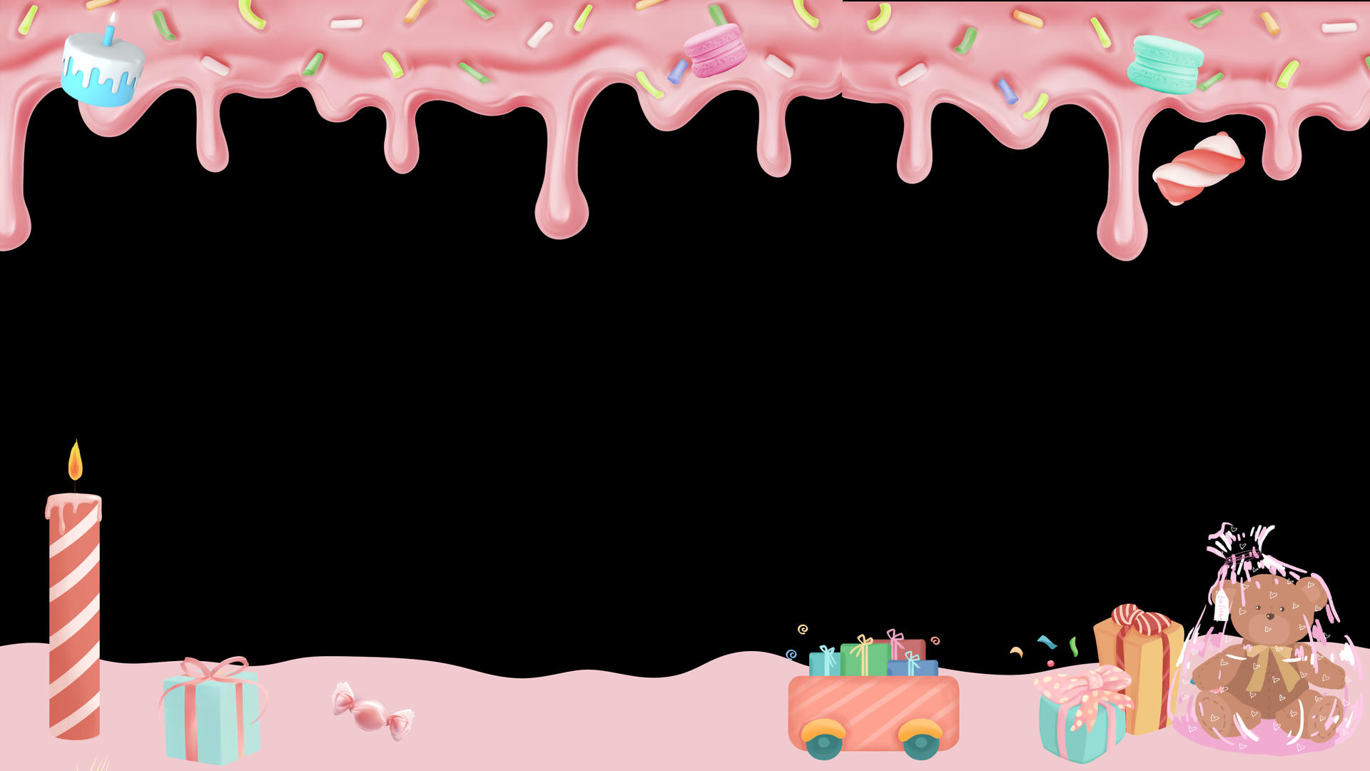 4k生日卡通粉色清新儿童边框背景视频的预览图