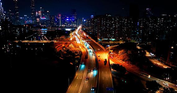 4航拍广州猎德大道猎德大桥车流交通夜景视频的预览图