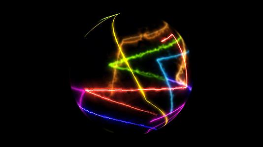 抽象的彩虹光激光在黑屏上随机移动视频的预览图