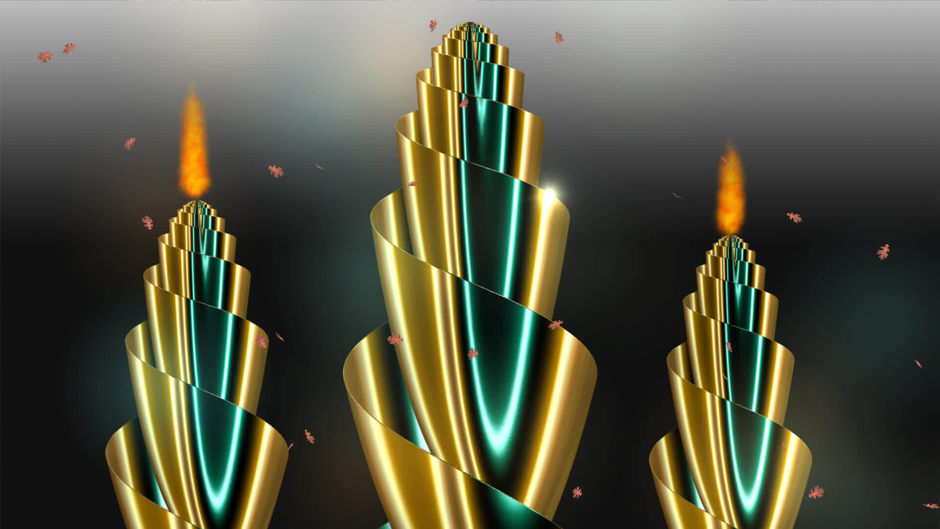 绿色金色螺旋蜡烛彩色运动片段视频的预览图