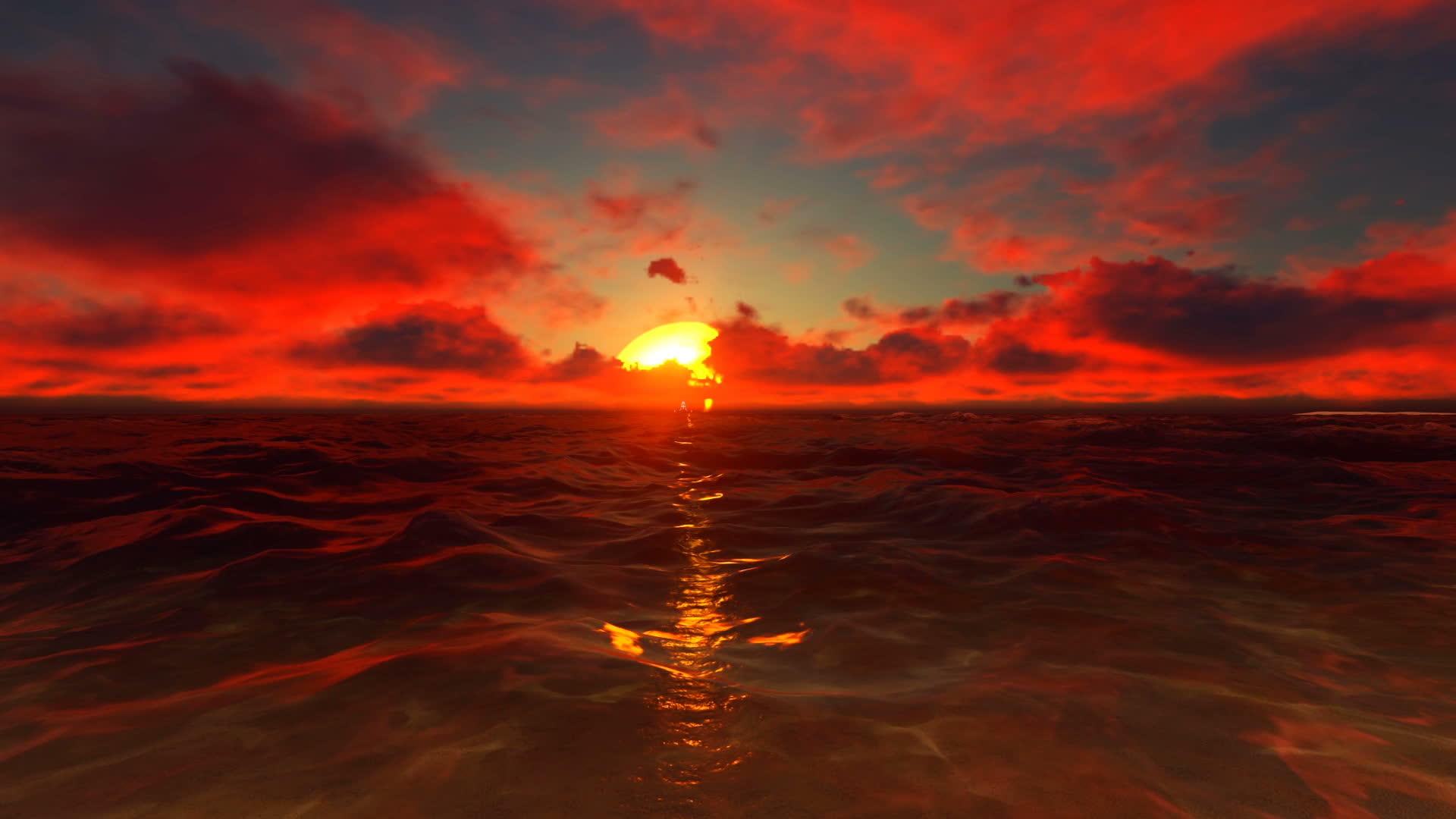 日落时直升机飞越大海视频的预览图