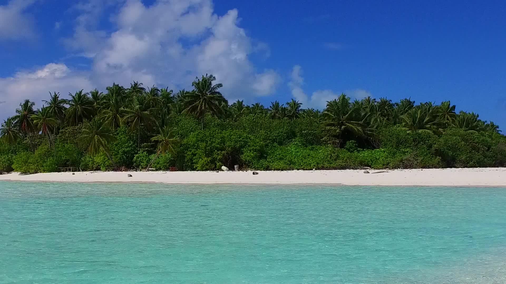 珊瑚礁附近阳光明媚的海景有白色的沙子视频的预览图