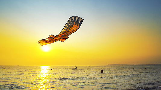 在沙滩上飞来飞去对抗夏日的阳光视频的预览图