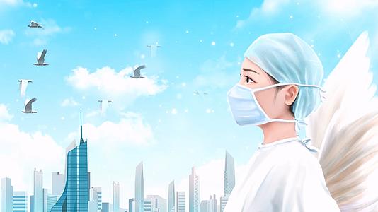 简洁大气中国医师节蓝天背景视频视频的预览图