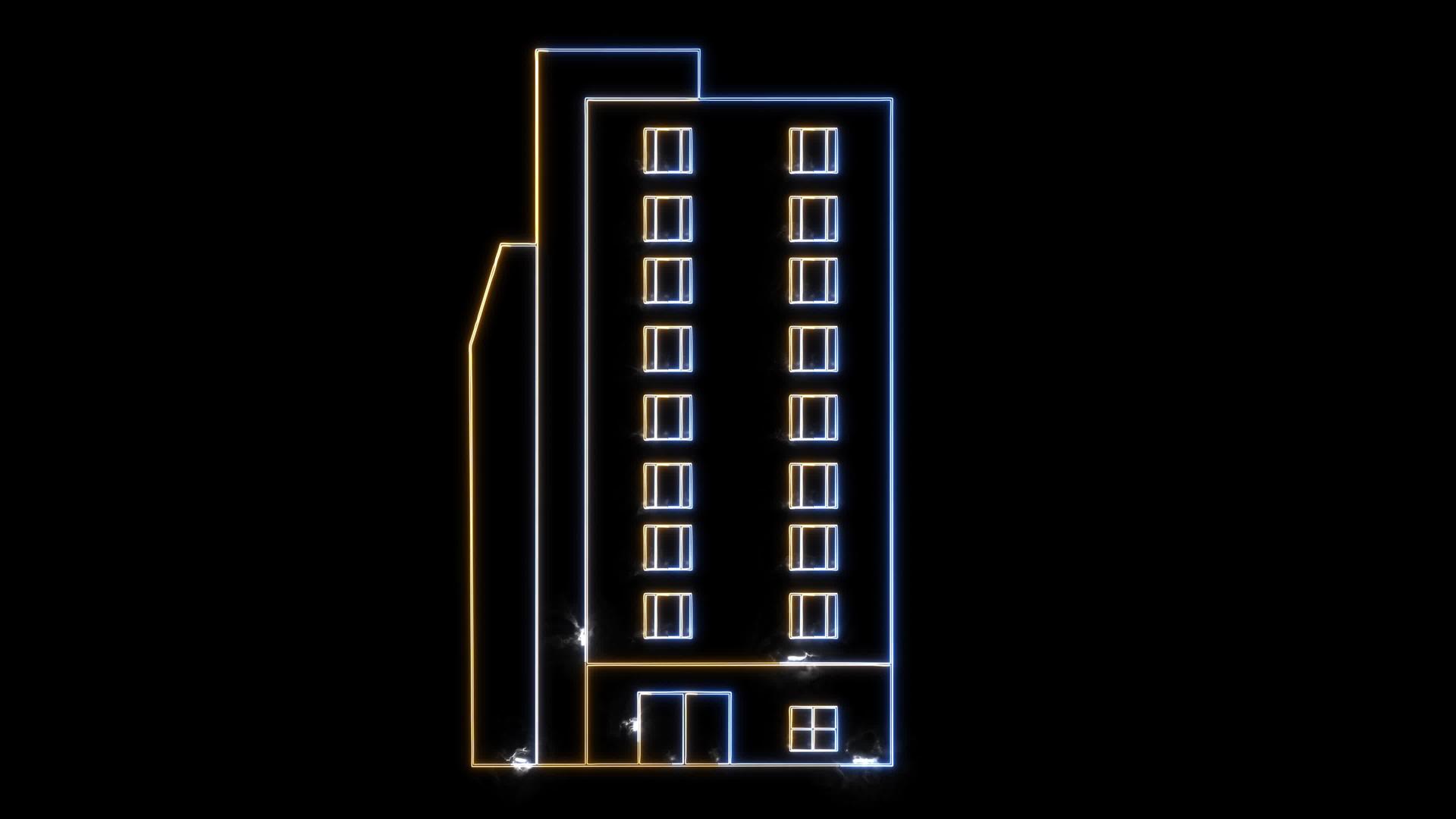 数字建筑前面和旁边的公寓和清洁能源能源移动构建未来视频的预览图