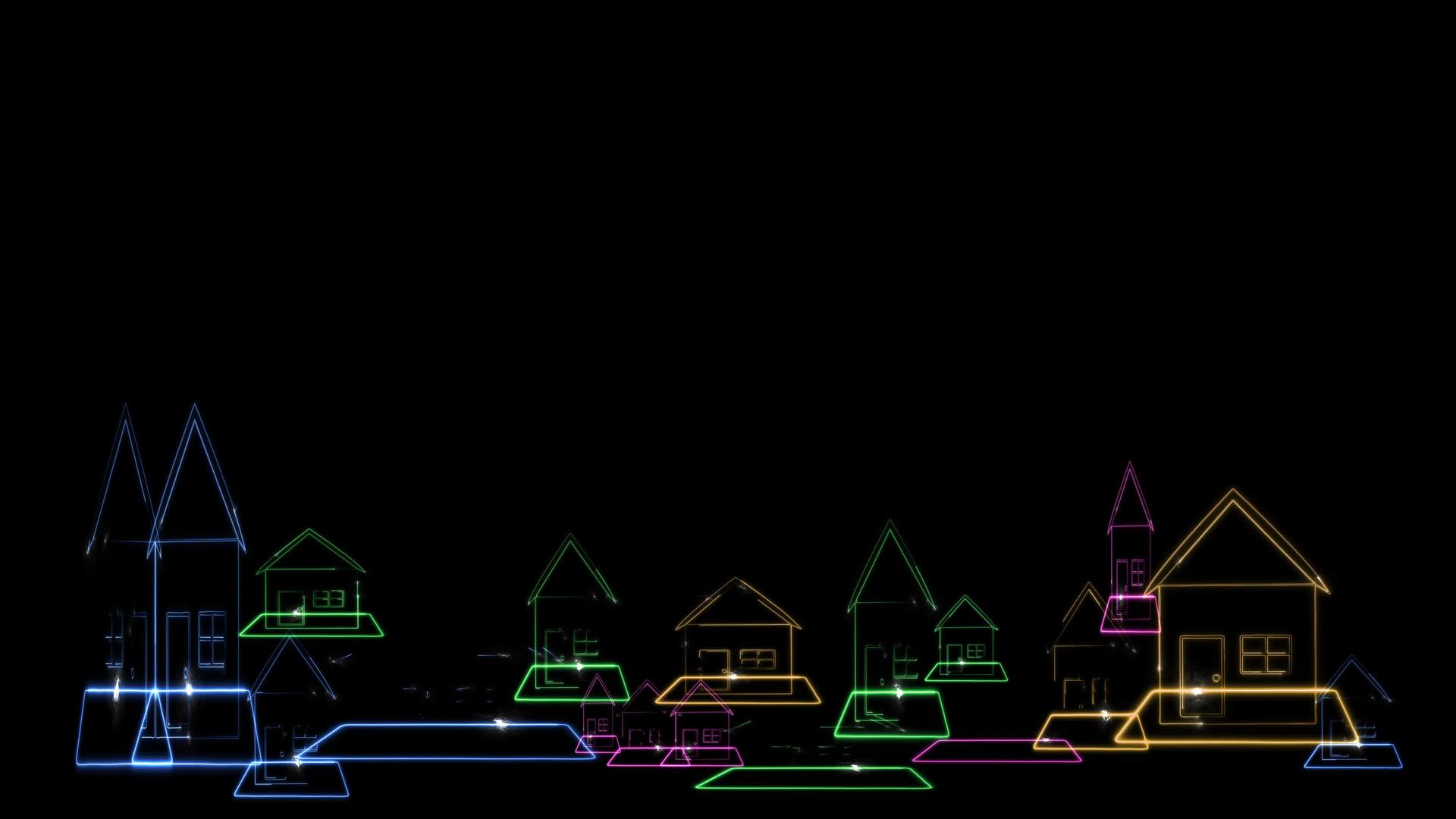 数字建筑家园和清洁能源在黑屏上构建未来全息现代技术视频的预览图