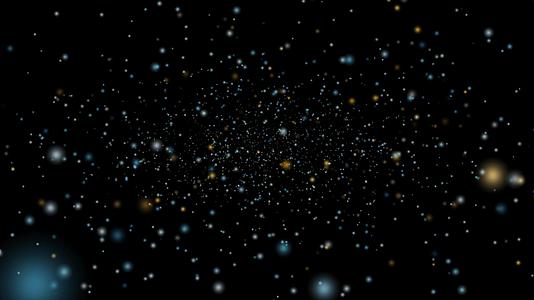 在深太空中放大金雪和冰星灰尘慢慢漂浮在黑屏上视频的预览图