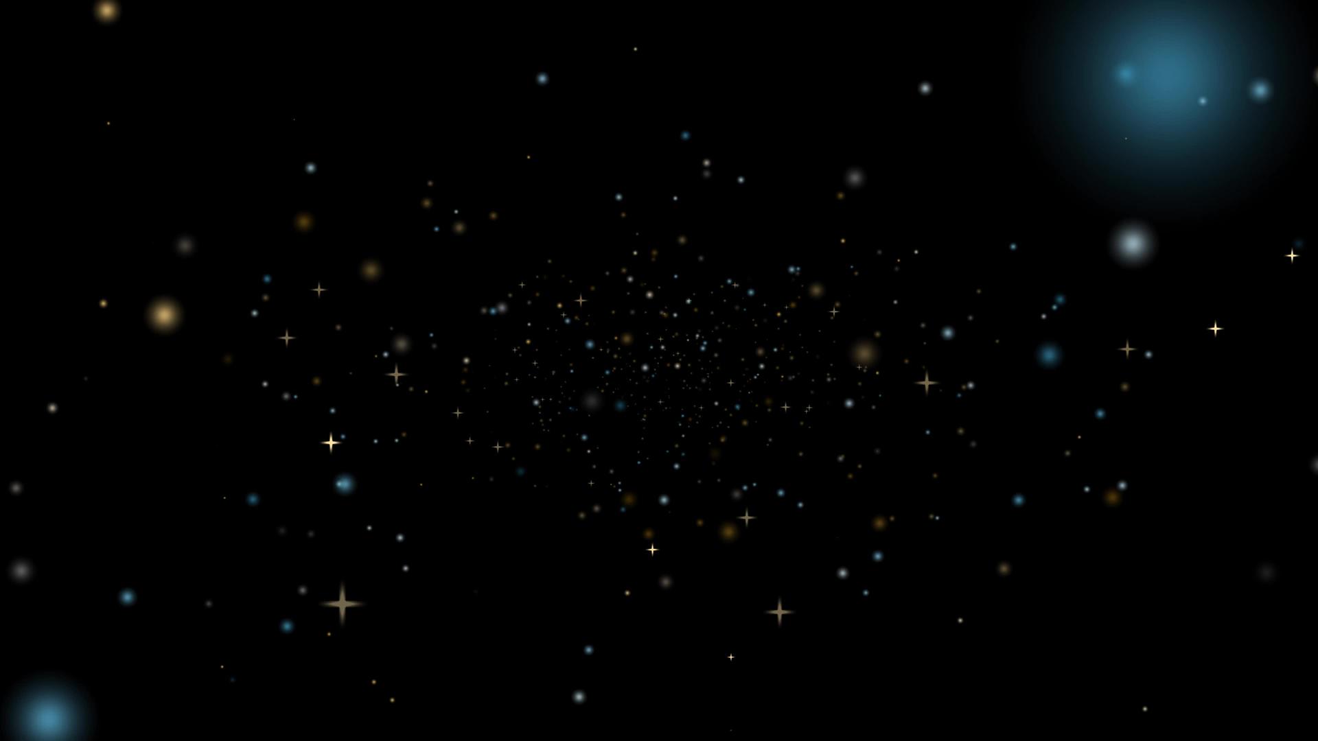 深金雪和冰星的灰尘慢慢地漂浮在黑屏上视频的预览图