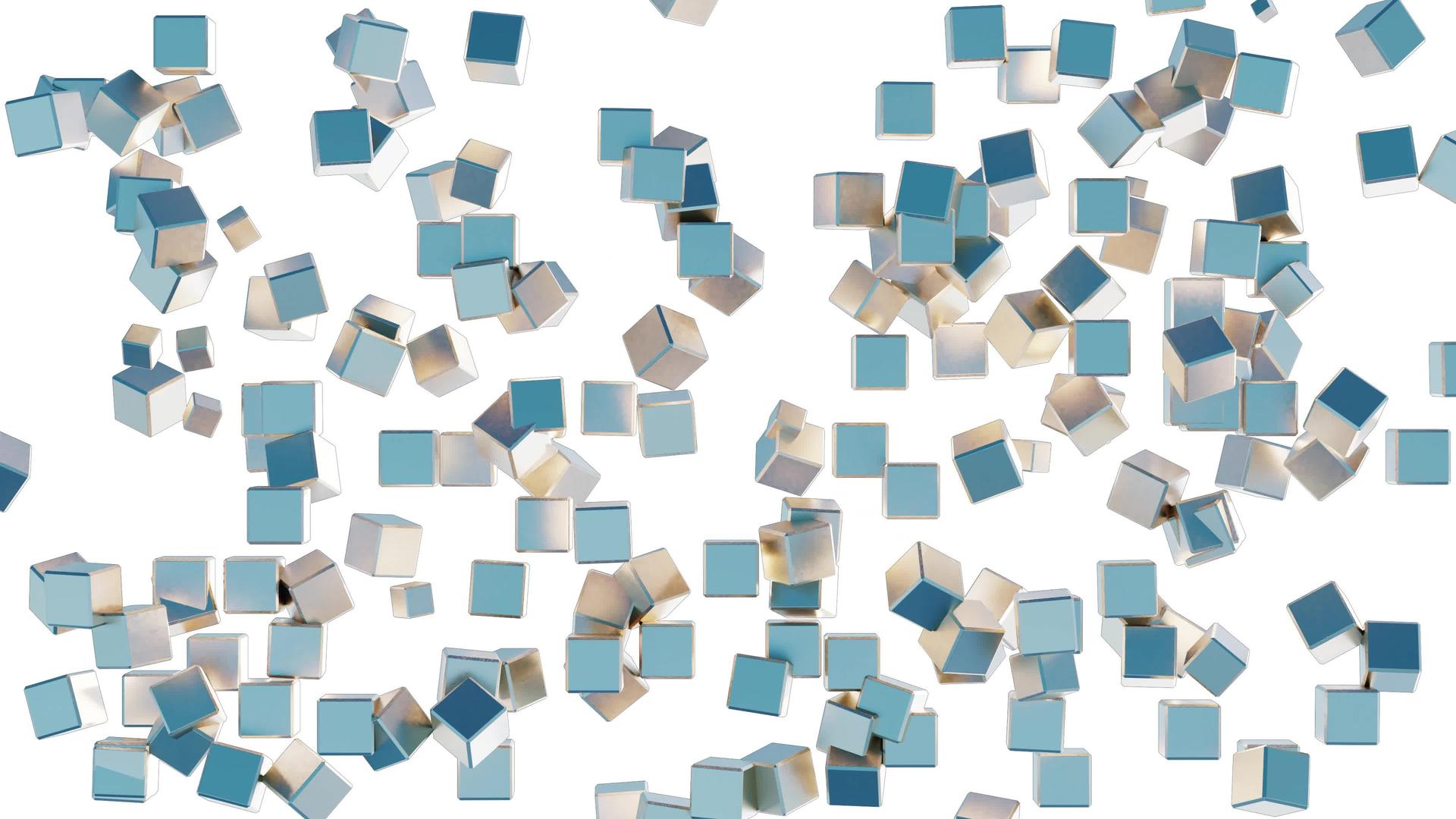 几个蓝光飞立方体在阿尔法通道中消失视频的预览图