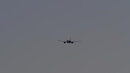 平面飞机在灰色的天空中飞行视频的预览图