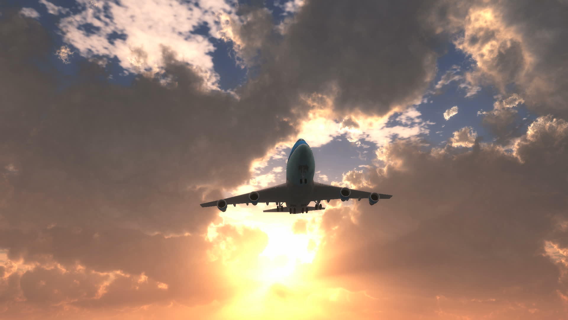 飞机飞越日落视频的预览图