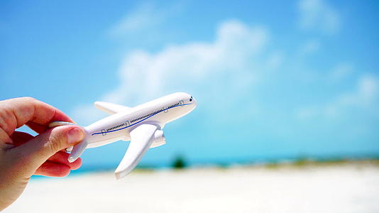 在松绿海的背景下飞机上有小型白色小型飞机视频的预览图