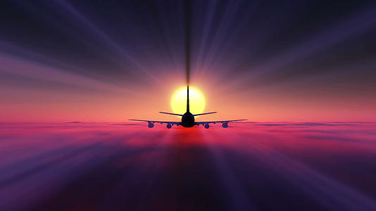 飞机飞越云层日落视频的预览图