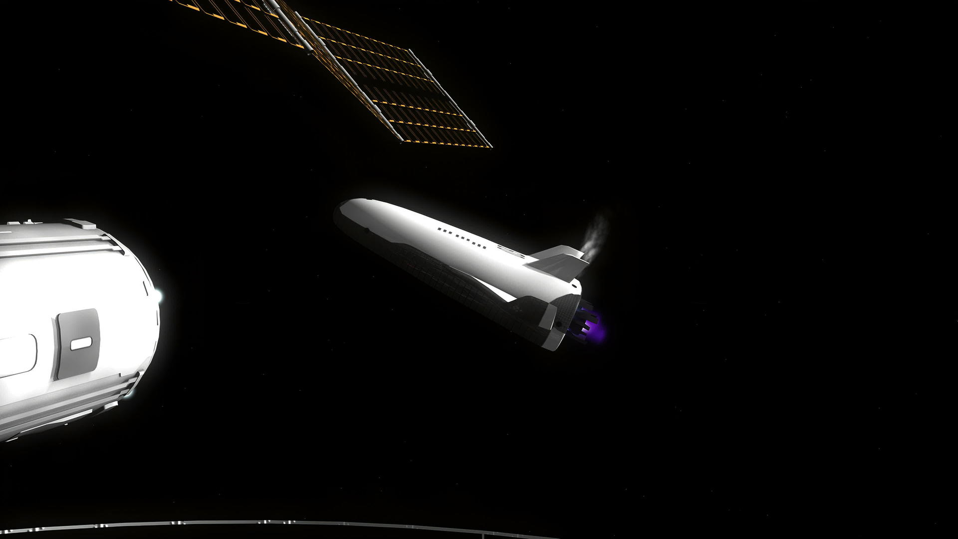Scifi太空船在空间站对接视频的预览图