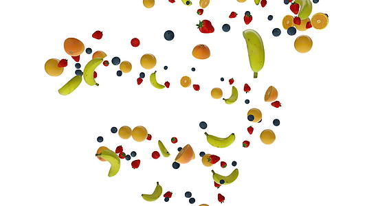 水果呈螺旋无缝环状白色相对飞行视频的预览图