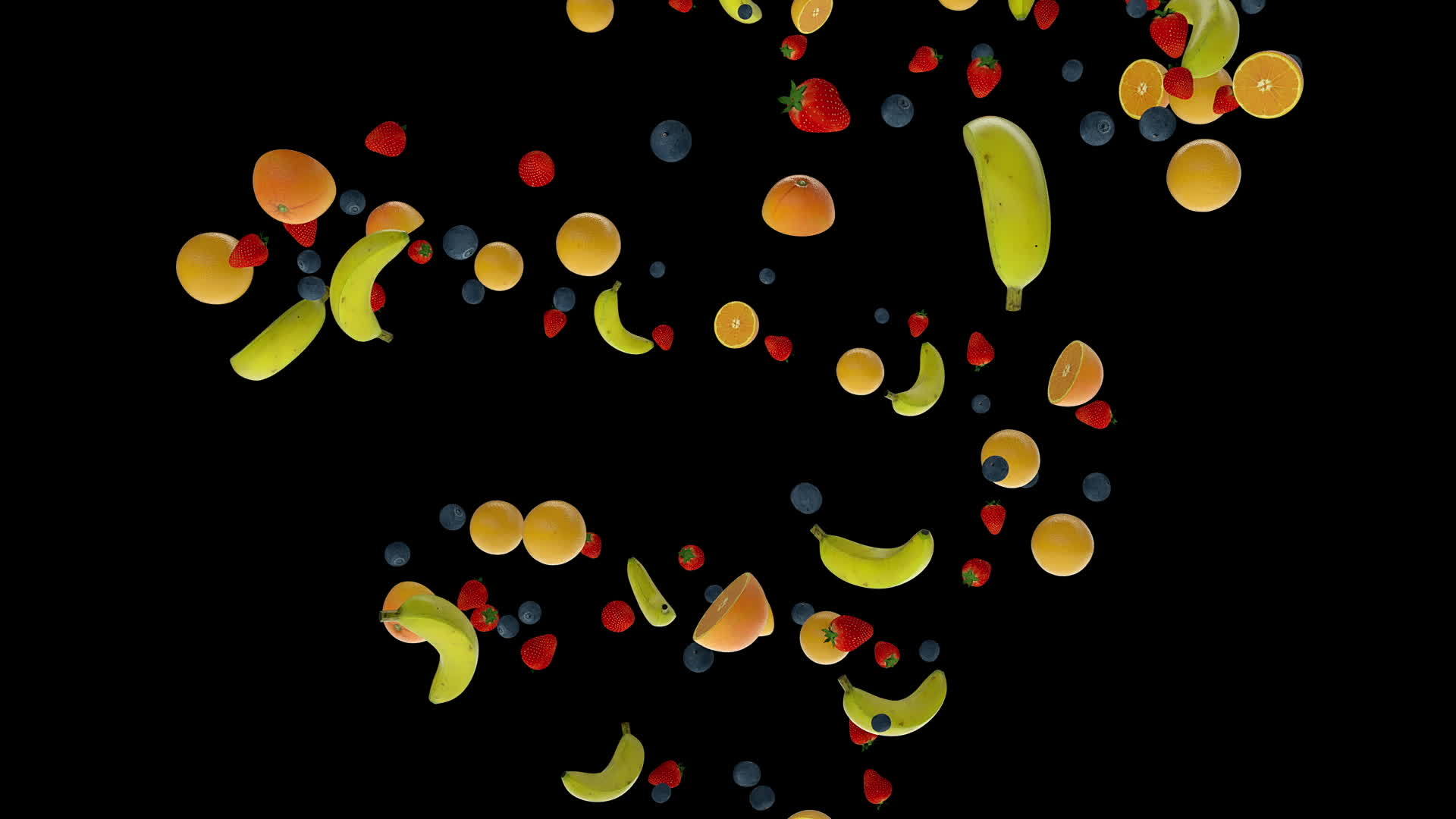 水果呈螺旋无缝环状与黑色对齐视频的预览图