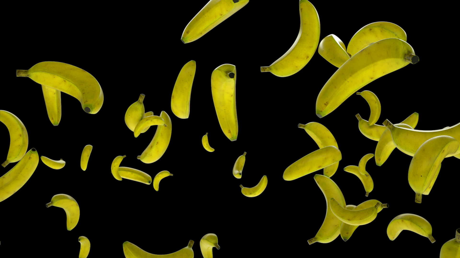 新鲜的香蕉慢慢地飞着挂着乳胶垫视频的预览图