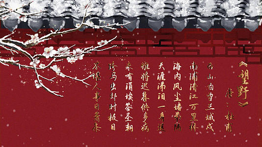 望野唯美雪景金字古诗词AE模板视频的预览图