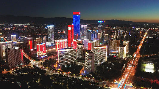 8k航拍西安高新区城市夜景视频视频的预览图