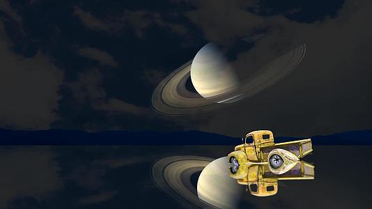 太阳和盐土行星反射在湖面上视频的预览图