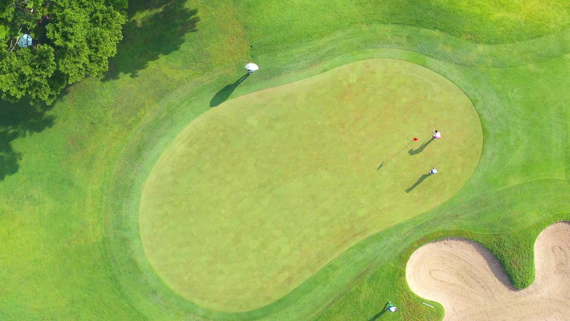 高尔夫球场体育比赛空中最高的风景视频的预览图