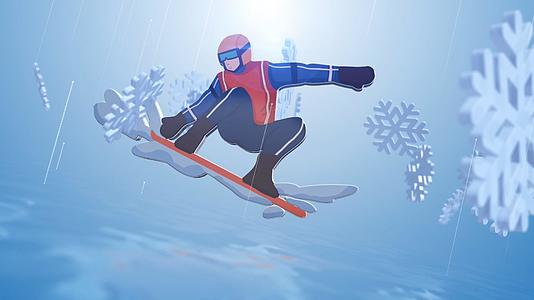 冰雪节冬季运动会体育项目冰雪片头视频的预览图