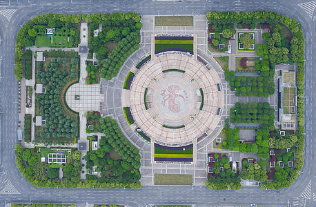 延时摄影航拍城市风光武汉洪山广场交通车流视频的预览图
