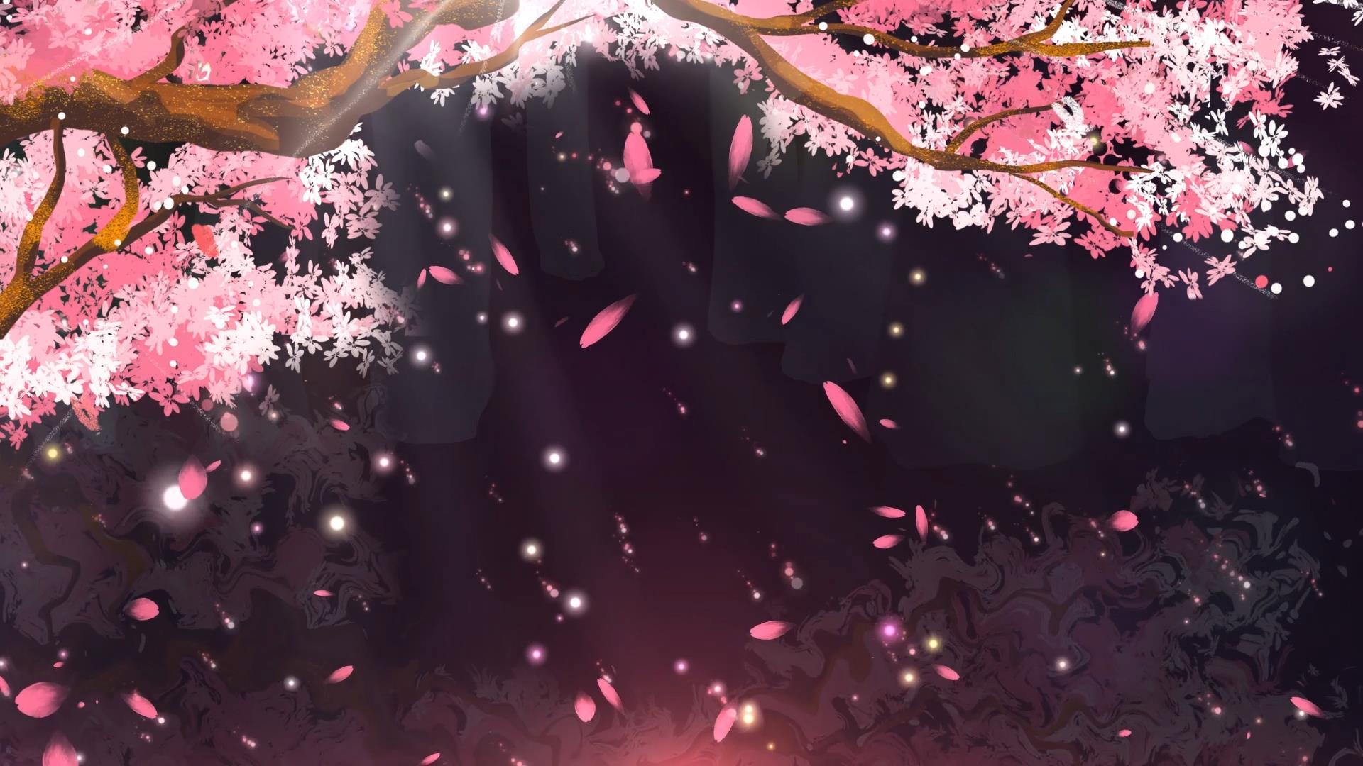 唯美动态樱花树倒影花瓣飘落背景视频元素视频的预览图