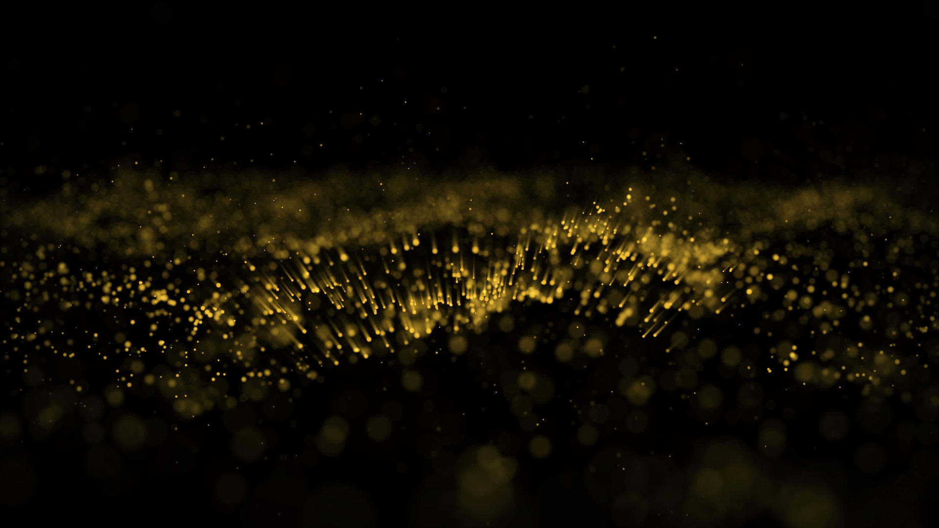 4k颗粒金尘运动摘要黑色背景黄金移动无缝环视频的预览图