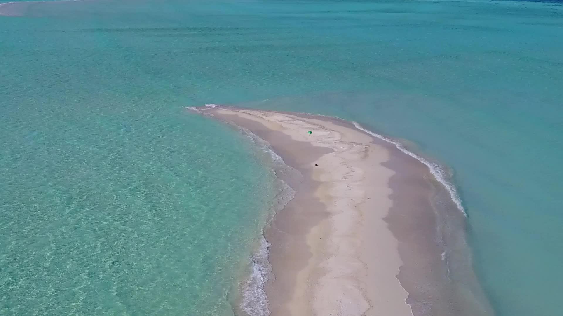 以绿海和白沙为背景的海滨旅游豪华海岸线风景区视频的预览图