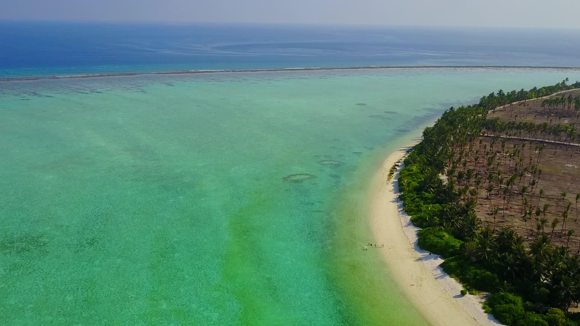 从绿水和白沙的背景看海滩旅行的抽象地貌视频的预览图
