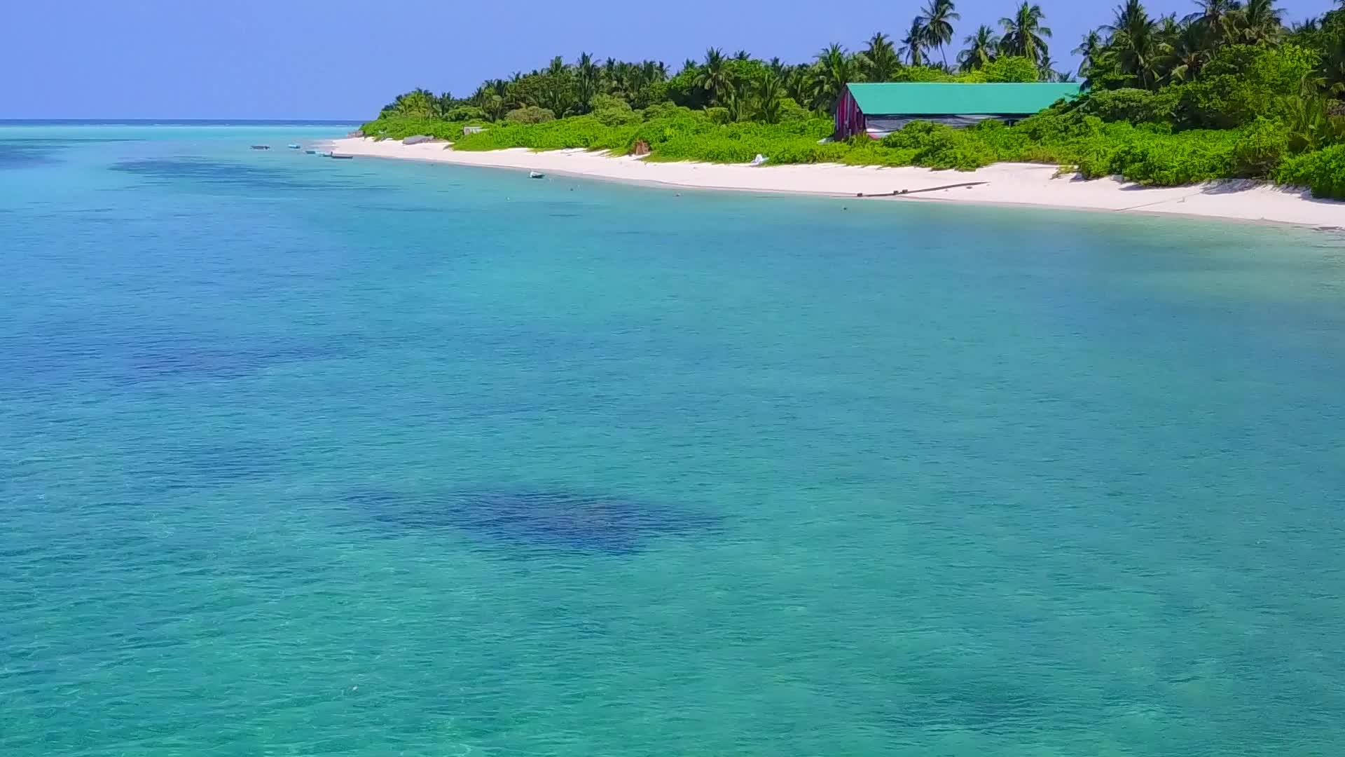 蓝环礁湖和白沙背景的海景视频的预览图