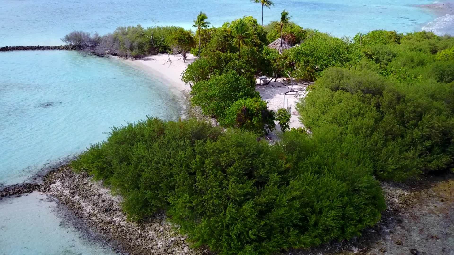 完美的环礁湖海滩度假抽象以蓝水和白沙为背景无人驾驶视频的预览图