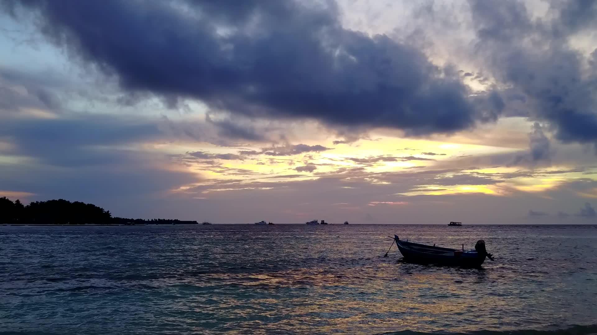 豪华度假胜地海滩野生生物蓝海和白沙背景视频的预览图