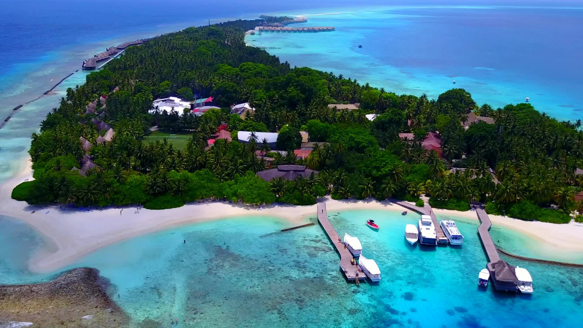 绿宝石环礁湖以白色沙土为背景缓冲海岸海滩野生生物视频的预览图