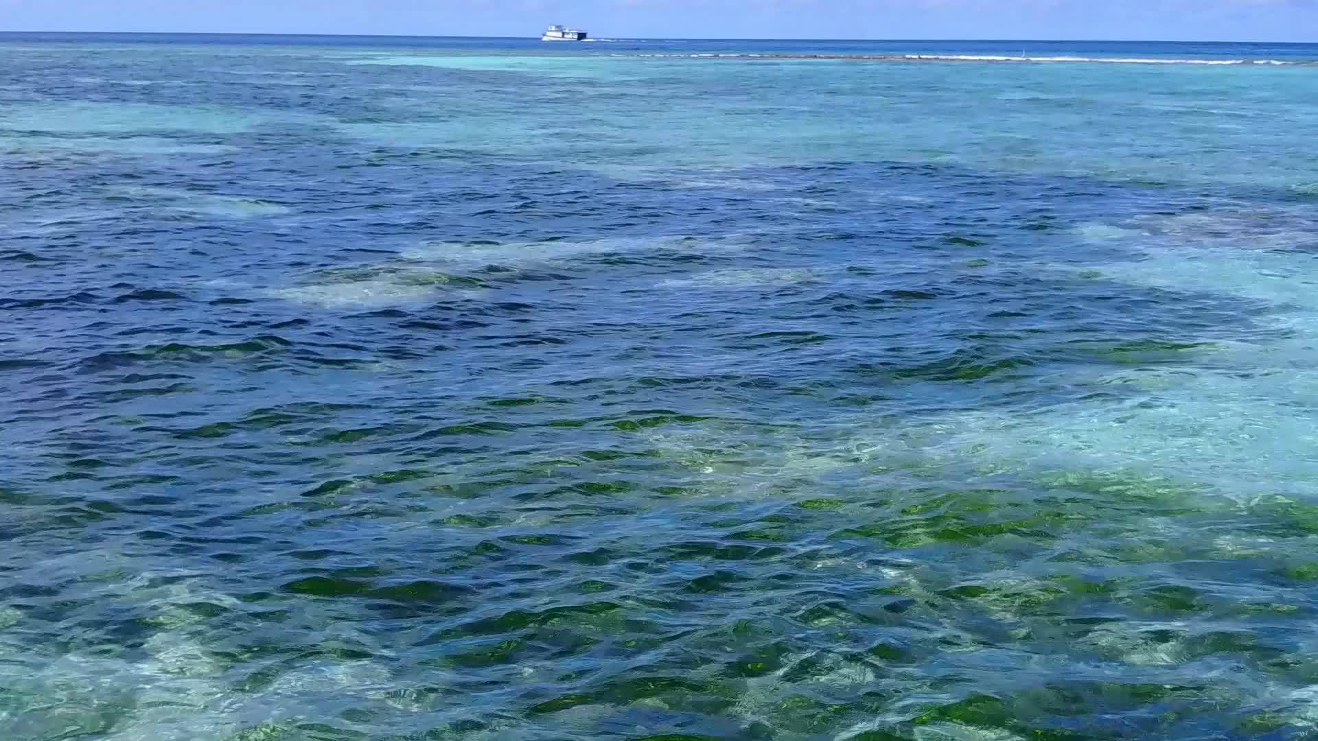 空中无人飞机飞越豪华的海岸线拥有蓝色的海洋和清洁视频的预览图