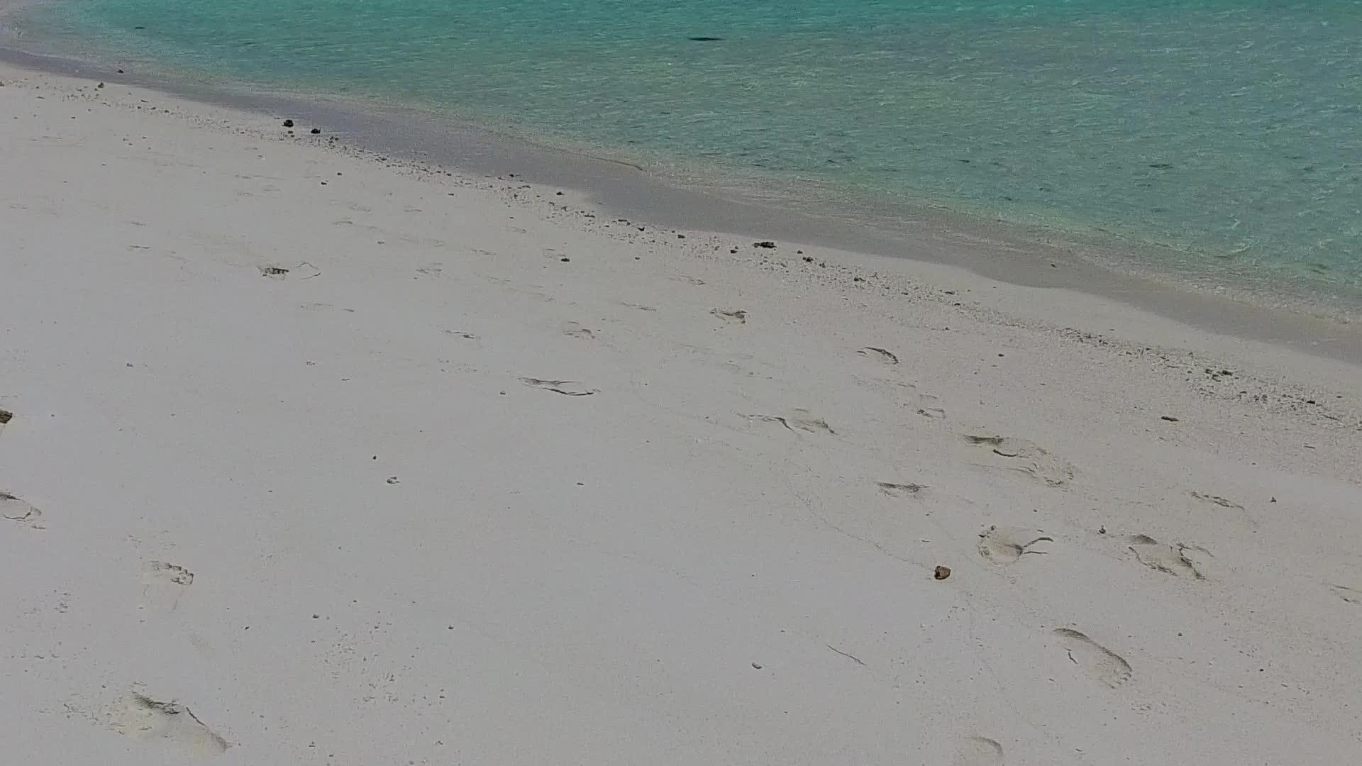 以白色沙滩为背景的浅海是沿浅海航行的奇异岛屿海滩视频的预览图