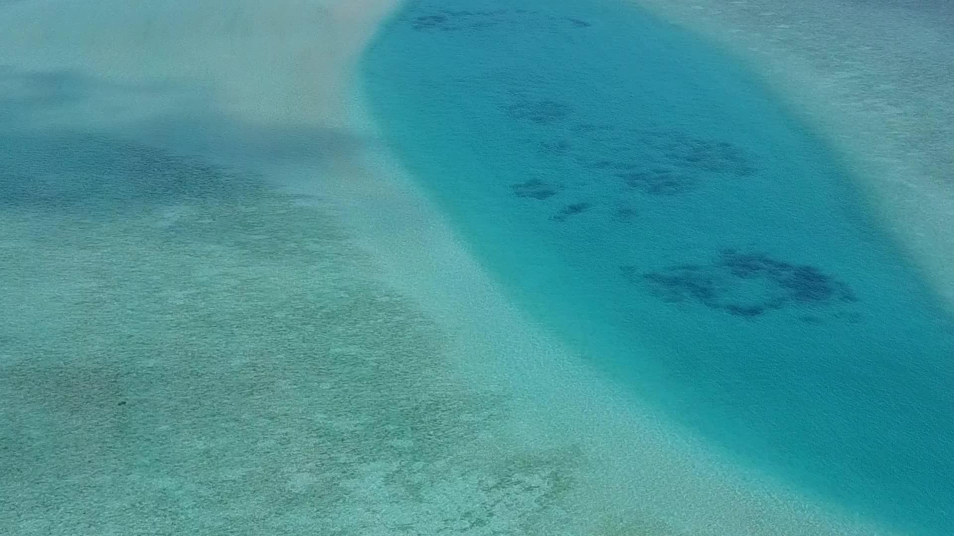 在浅环礁湖和白沙的背景下观察海滩野生生物的豪华旅游景象视频的预览图