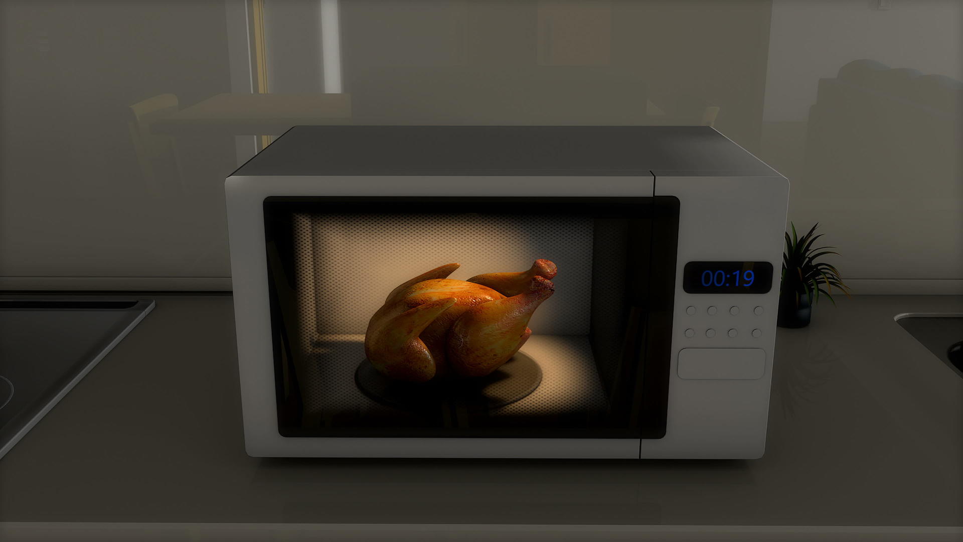 微波炉里的烤鸡很好吃视频的预览图
